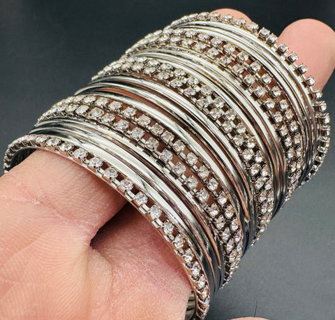 Kids Plain and jerkan stone Oxidised bangles set (price per pack)