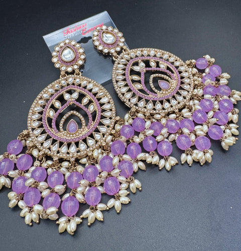 Beautiful Kundan & Pearls work bigger earrings (very lite weight)