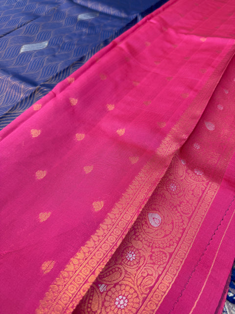 Soft Silk Saree with contrast beautiful pallu and blouse