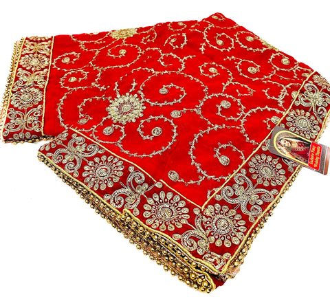 Netting based heavy embroidery with stone work Bridal Dupatta