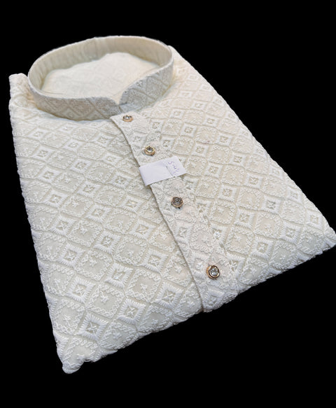 Pure and Soft georgette based Heavy embroidery work designer Kurta with white Pajama