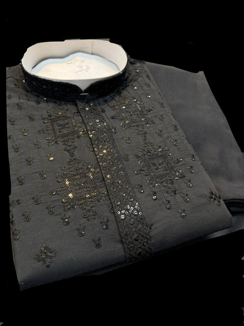 Malmal Rayon based very soft beautiful embroidery work at front and back & on sleeves with sequins work designer Kurta & Pajama