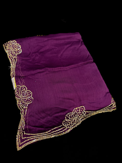 Beautiful stonework border on Soft georgette plain Sarees