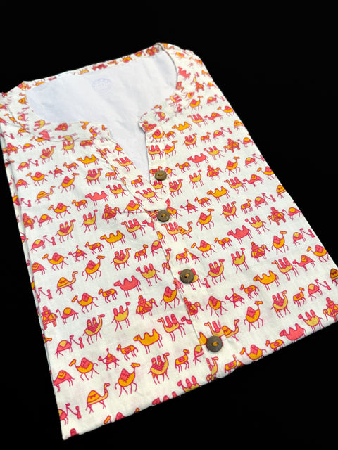 Pure Cotton based Printed short Kurti for girls /Ladies (Size 38 - length 28 inches, Size 42 ,46, 48 length -31 inches)sleeves 17 inch