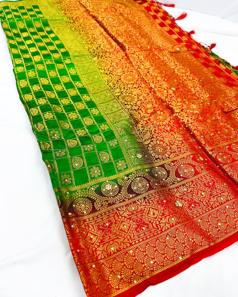 Art Silk Saree with stone work  and with contrast Blouse & Contrast Pallu