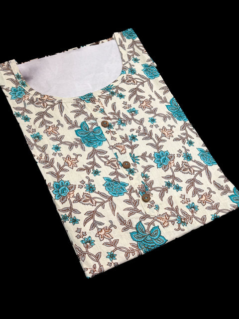 (Copy) Pure Cotton based Printed short Kurti for girls /Ladies (Size 38 - length 28 inches, Size 42 ,46, 48 length -31 inches)sleeves 17 inch