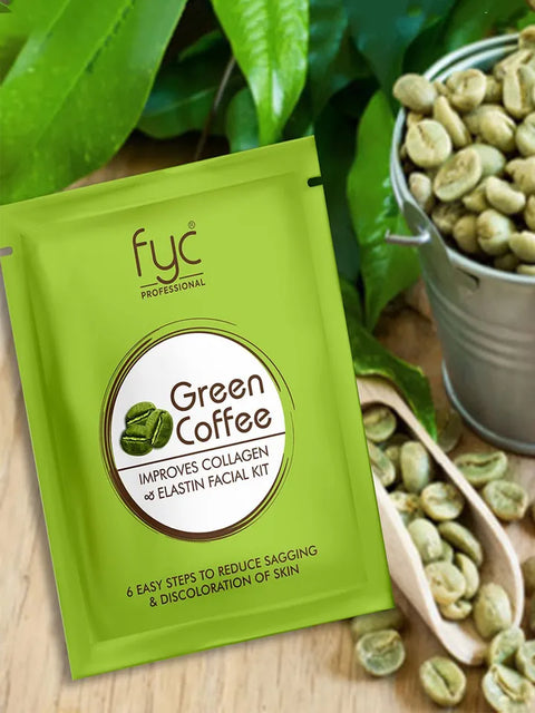 FYC Green Coffee Facial Kit – 6-step facial care designed to help improve the look of skin firmness, collagen and elasticity while reducing the appearance of dullness and uneven skin tone.