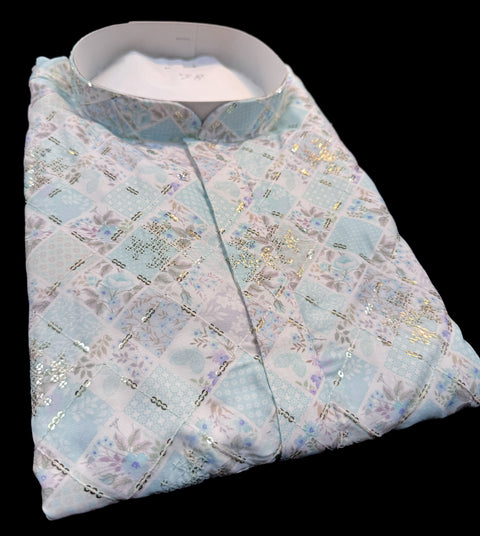 Cotton Rayon based very soft beautiful Print work with sequin work at front and back designer Kurta & Pajama