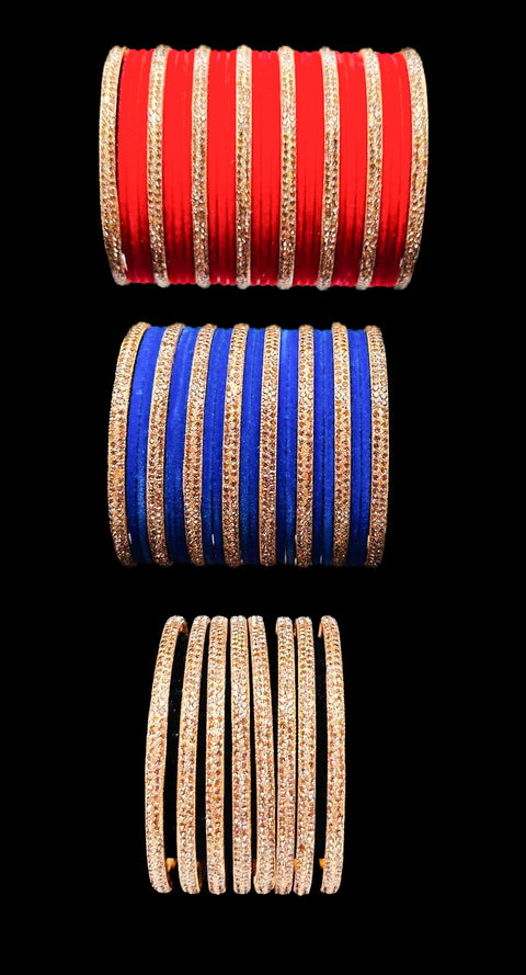Beautiful Golden fine stone Brass Bangles set (Sample picture attached at end to show it can be customised with plain Velvet or Metal Bangles)set of 8 Bangles