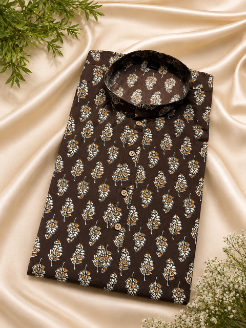 Pure cotton based Men’s Printed kurti (sizes mentioned in inches ,not according to the label on Kurti)size 44 kurti- Length 40 inches and size 46-length 42 inches ) Kurti only. Pants not included.