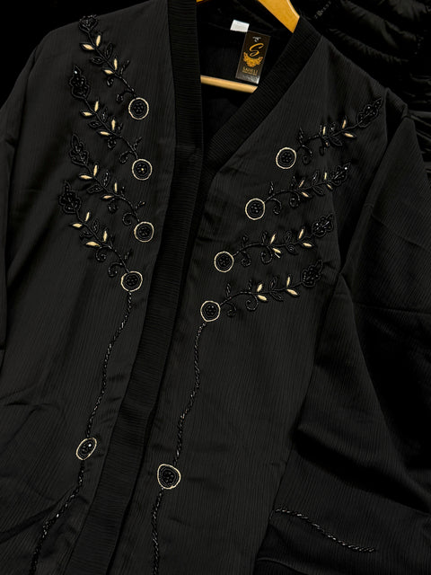 Beautiful and very Soft georgette based handwork Abaya (Chest 48-50 inches and length approximately 56 inches) with Hijaab (scarf)