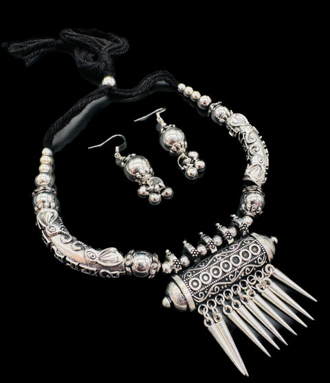 Beautiful work oxidised Necklace with earrings