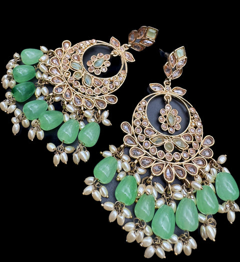 Original Polki with beautiful pearls heavy look Earrings with lite weight