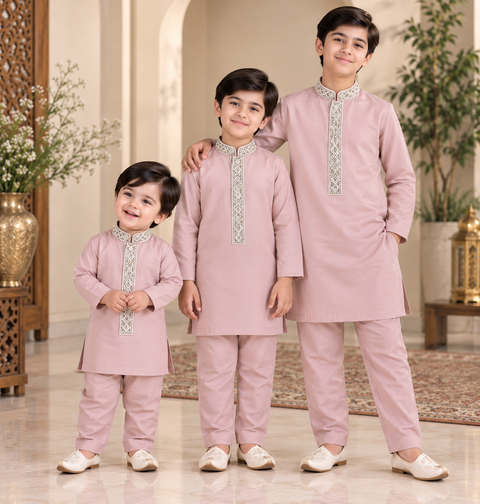 Soft Rayon Silk based handwork neck design kurta, Comes with matching pajama pants.Slight variation in colour and design is possible