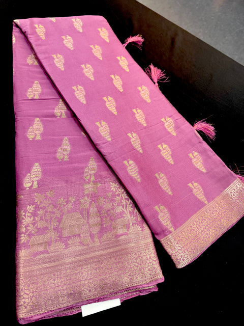 Pure chiffon based Beautiful zari work Banarasi look Saree
