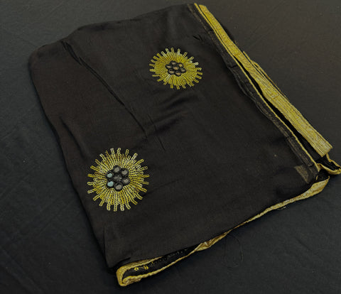 Pure chiffon based embroidery design with sequins work dupatta