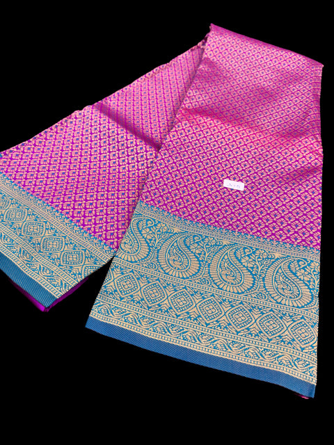 Brocade Soft Silk Saree with contrast beautiful pallu , border and blouse