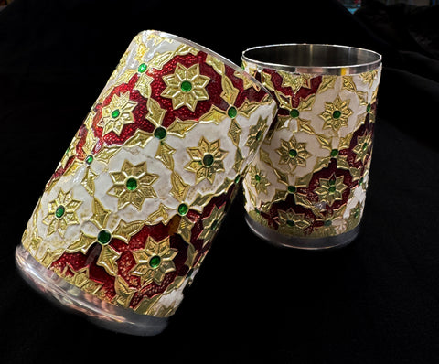 Steel glass with Beautiful Decorated meenakari work
