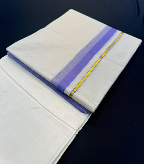 Woven Cotton Kerala Mundu / Dhoti in Off White ( 4 mtrs )