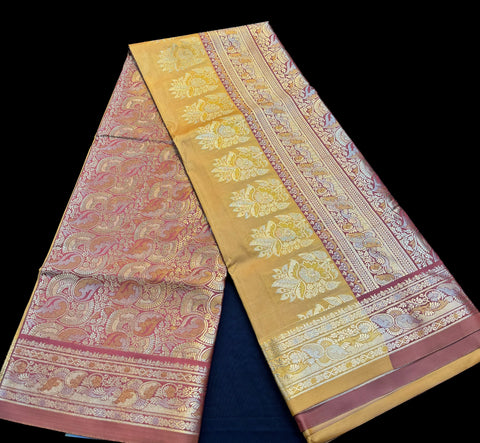 Beautiful Soft Silk Saree With Contrast Zari Border And Contrast Plain Blouse