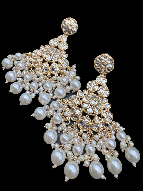 Kundan with beautiful pearls heavy look Earrings with lite weight