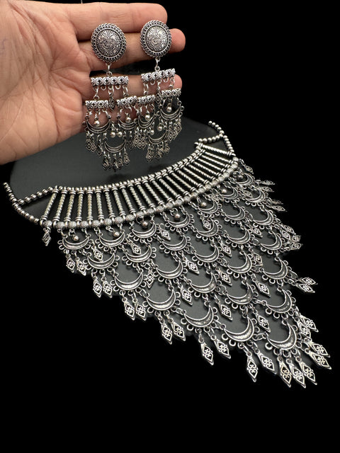 Beautiful work oxidised Necklace with earrings