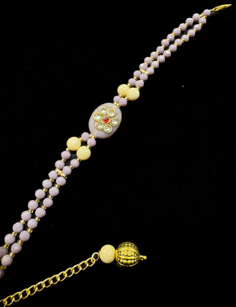 Pearls beaded Beautiful Stone Work Rakhi Bracelet style