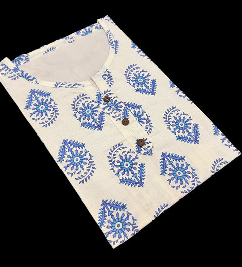 Pure Cotton based Printed short Kurti for girls /Ladies (Size 38 - length 28 inches, Size 42 ,46, 48 length -31 inches)sleeves 17 inch