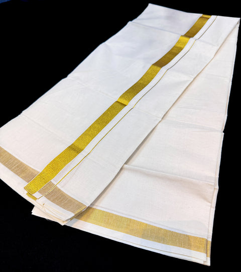 Woven Cotton Kerala Mundu / Dhoti in Off White ( 4 mtrs )