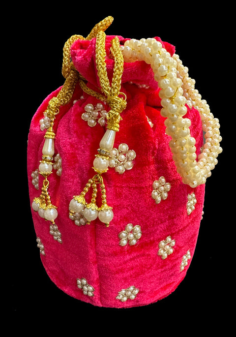 Velvet based Embroidery with stones  work hand bag /potli bag