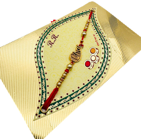 Beautiful Stone Work Rakhi On Greeting Card