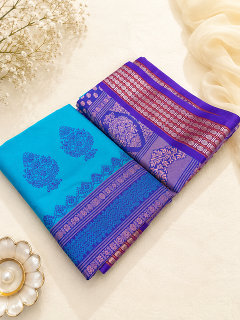 Premium Art Silk Saree Featuring Elegant Zari Weaving, Saree Comes With An Attached Blouse Piece. Model Blouse Is For Reference Only. Slight Variation In Colour And Design May Occur