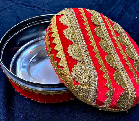 Large size container /Printed Meenakari Steel Box/Stainless Steel Meenakari Container Box Set/Meenakari Steel Box – Pooja /wedding Celebrations