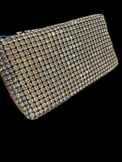 Crystals Handwork designer hand bag with handle to carry with chain inside the clutch (can be attached or detached)