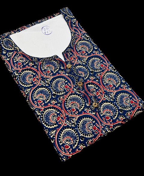 Pure Cotton based Printed short Kurti for girls /Ladies (Size 38 - length 28 inches, Size 42 ,46, 48 length -31 inches)sleeves 17 inch