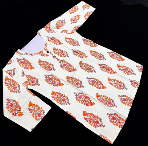 Pure Cotton based Printed short Kurti for girls /Ladies (Size 38 - length 28 inches, Size 42 ,46, 48 length -31 inches)sleeves 17 inch