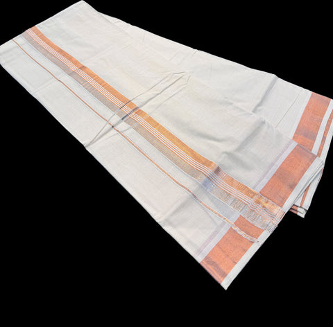 Woven Cotton Kerala Mundu / Dhoti in Off White ( 4 mtrs )