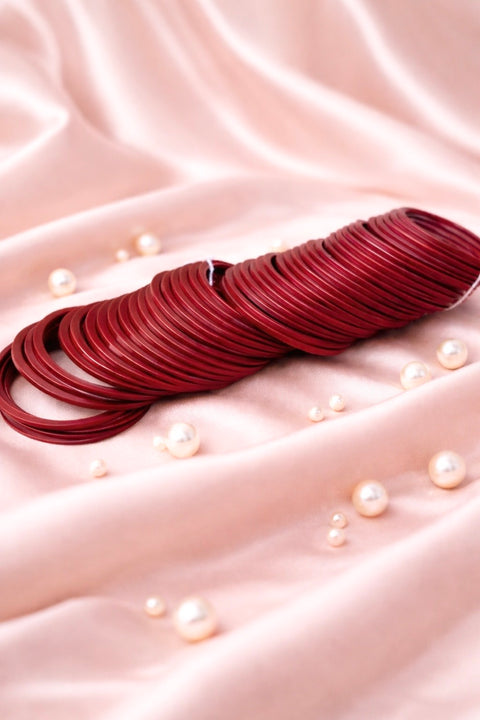 Cherry Red color plain Churra bangles 4 dozen bangles in one set ( price per set $20)
