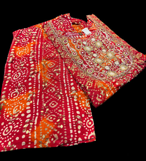 Pure Rayon base embroidered work  kurti