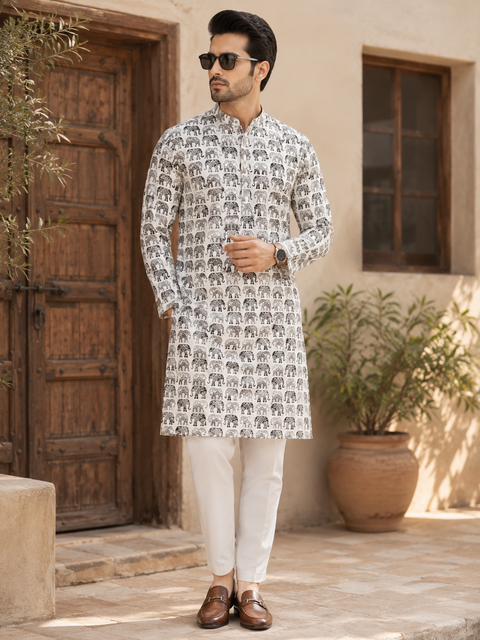 Pure cotton based Men’s Printed kurti (sizes mentioned in inches ,not according to the label on Kurti)size 44kurti- Length 40 inches and size 46-length 42 inches ) Kurti only. Pants not included.
