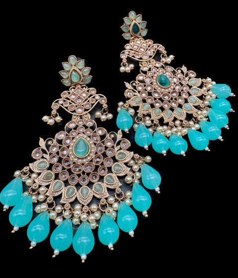 Original Polki with beautiful pearls heavy look Earrings with lite weight