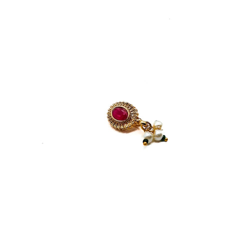 Kundan stone with pearls studded Nath ( Non Pierced)