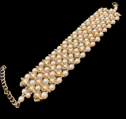 Original Polki stone with pearls beautiful adjustable bracelets