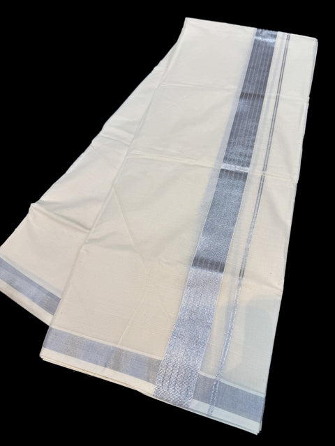Woven Cotton Kerala Mundu / Dhoti in Off White ( 4 mtrs )