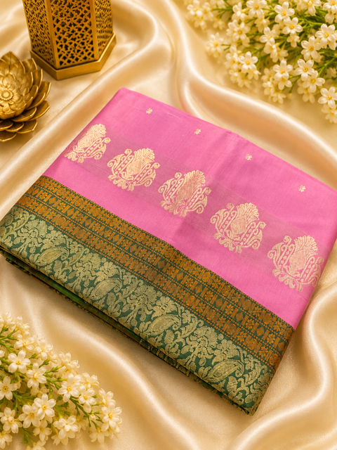 Premium Art Silk Saree Featuring Elegant Zari Weaving, Saree Comes With An Attached Blouse Piece. Model Blouse Is For Reference Only. Slight Variation In Colour And Design May Occur