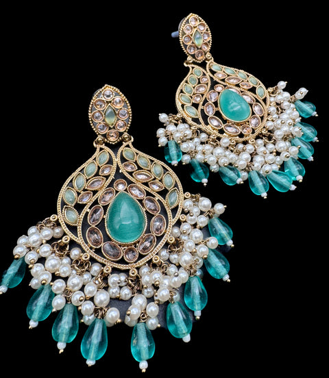 Original Polki with beautiful pearls heavy look Earrings with lite weight