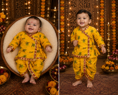 Cotton-Based Krishna Costume
Comfortable Krishna costume made with cotton-based fabric and comes with matching accessories. Slight variations in design, colour and accessories may occur.
