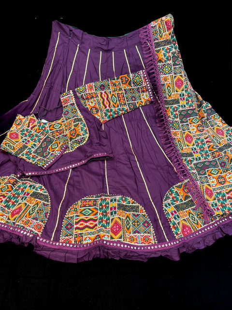 Size 42and can be altered up to size 44) Pure Rayon based full bigger flared Chaniya with beautiful blouse and printed Rayon Dupatta