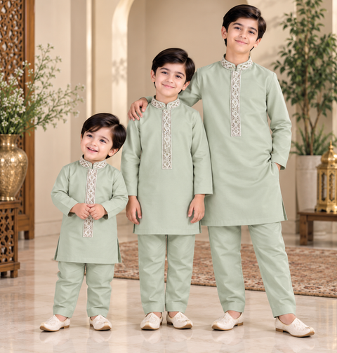 Soft Rayon Silk based handwork neck design kurta, Comes with matching pajama pants.Slight variation in colour and design is possible