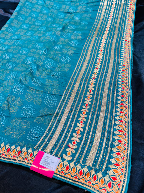 Pure and very soft georgette based bandhani print sarees with stones work border